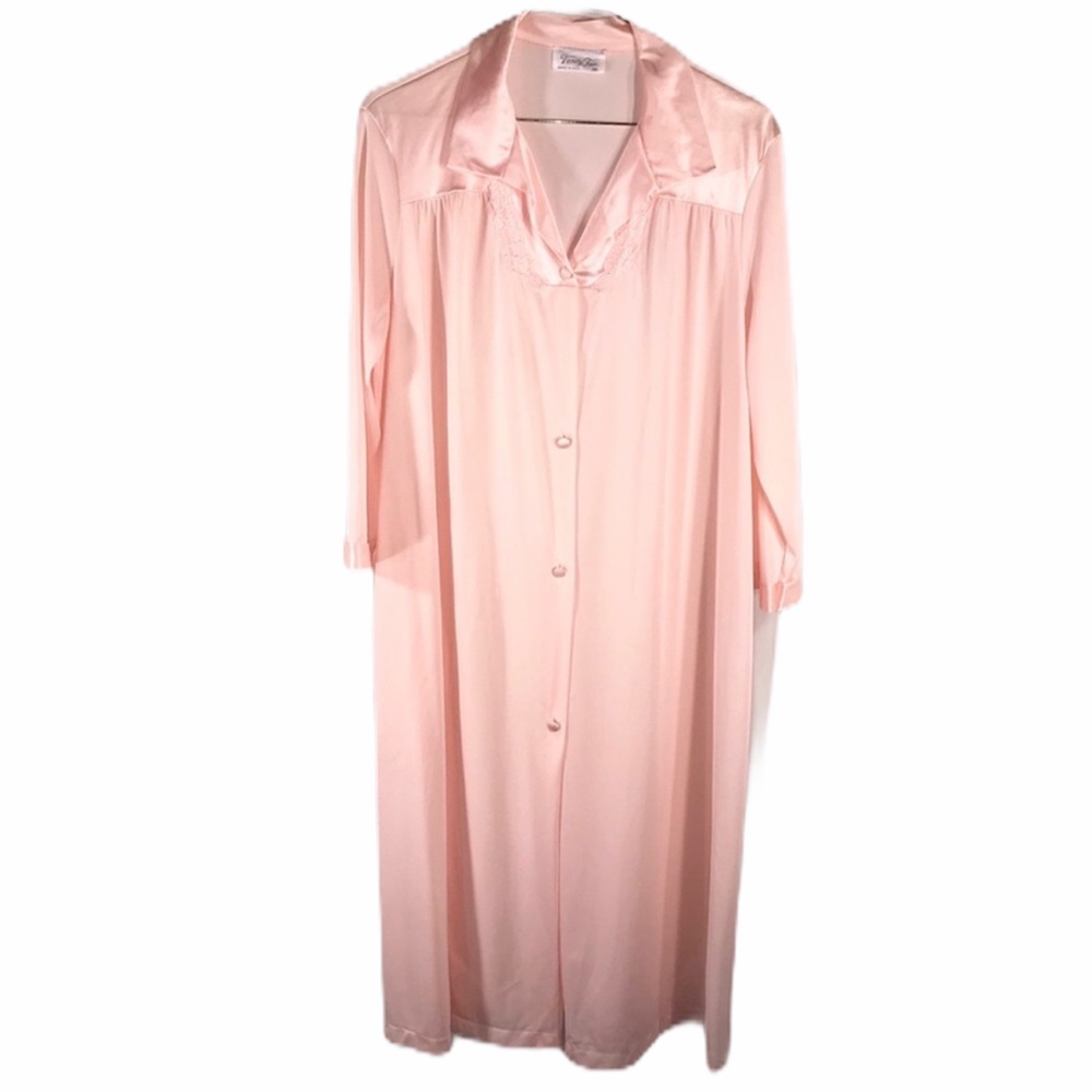 VTG Vanity Fair Button Down Nylon Robe, Size M